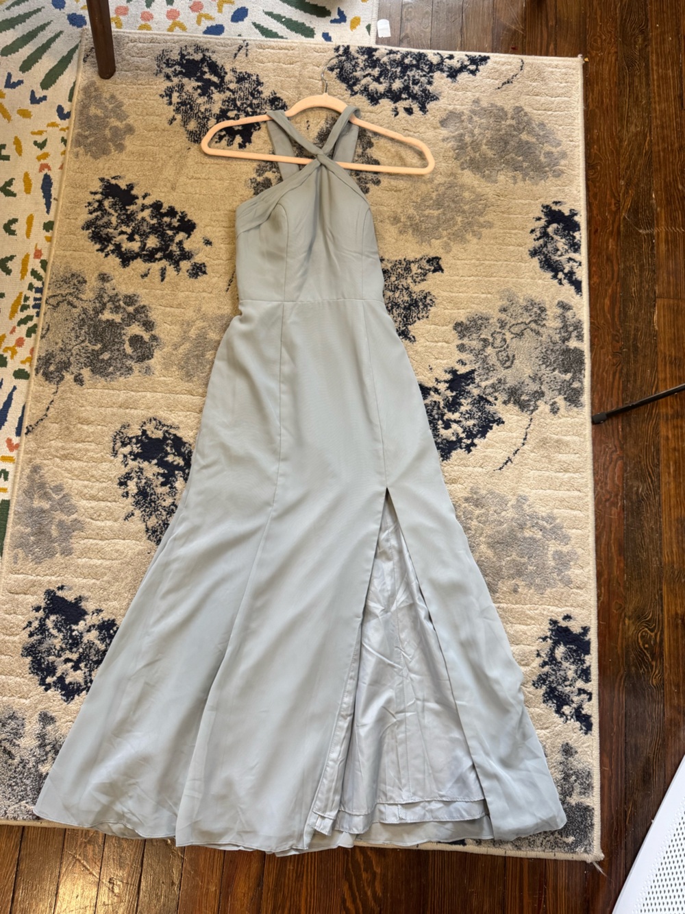 Azazie Gray Halter Evening Dress. See measurements for sizing